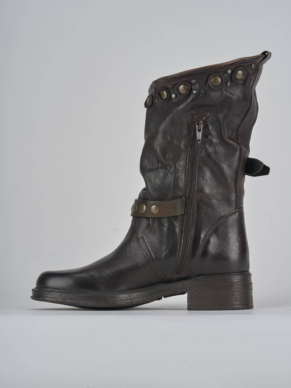 Stivaletti tacco 3cm pelle testa