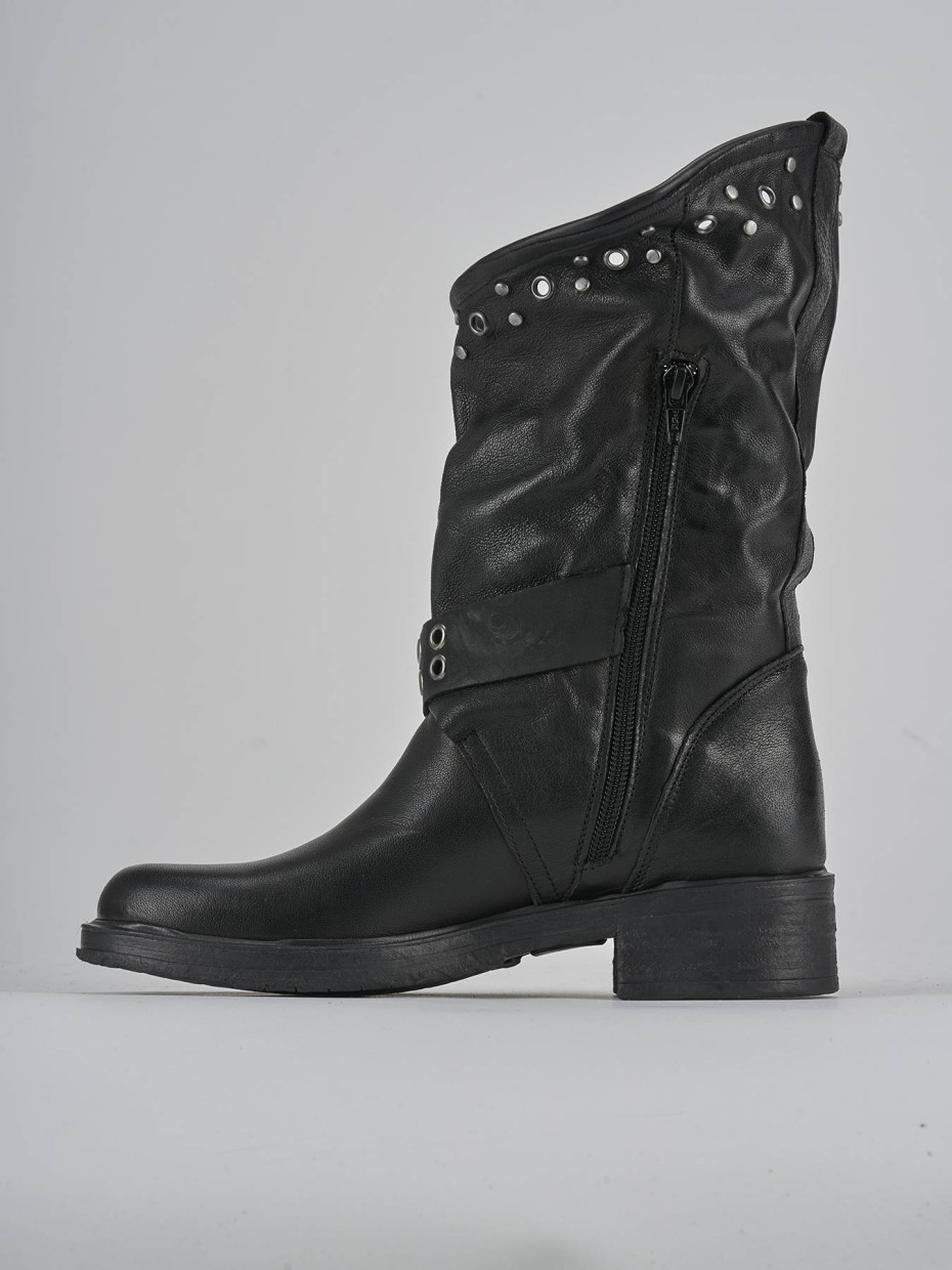 Stivaletti tacco 3cm pelle nero