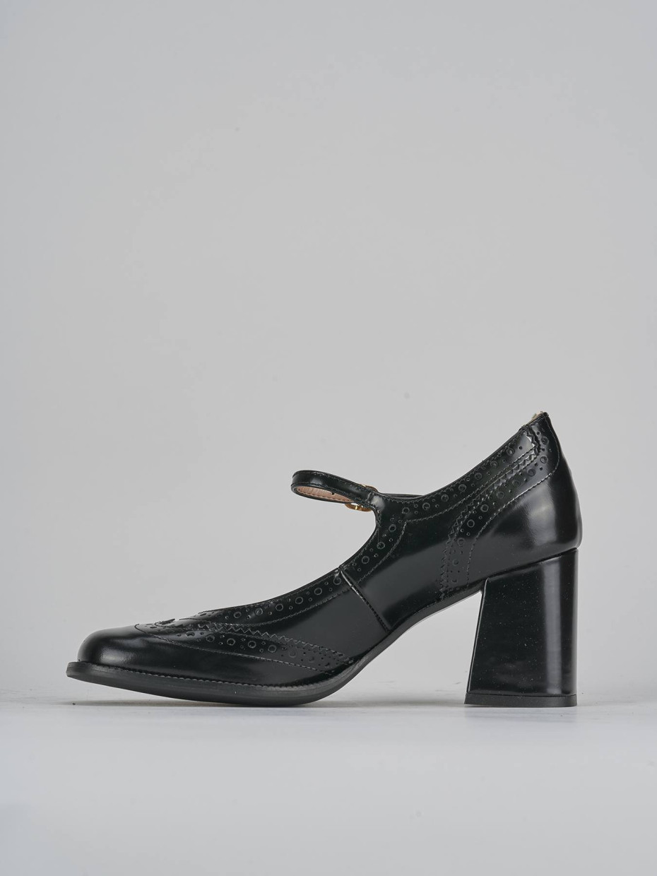 Décolleté e slingback tacco 8cm pelle nero