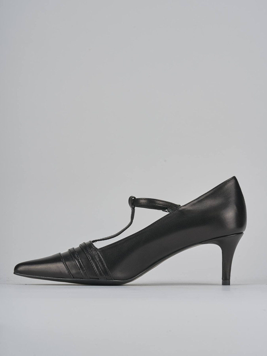 Décolleté e slingback tacco 5cm pelle nero