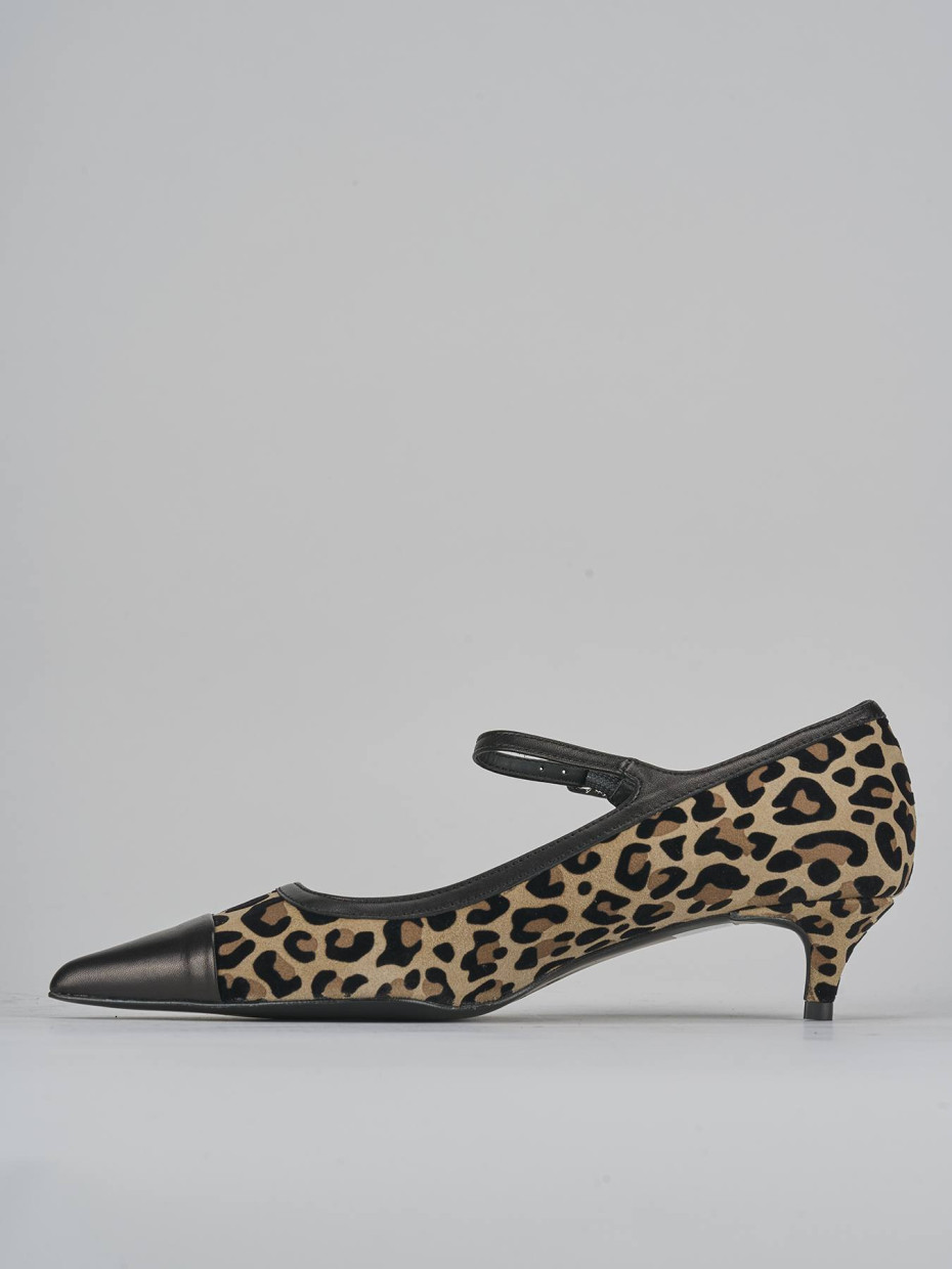 Décolleté e slingback tacco 3cm camoscio multicolor
