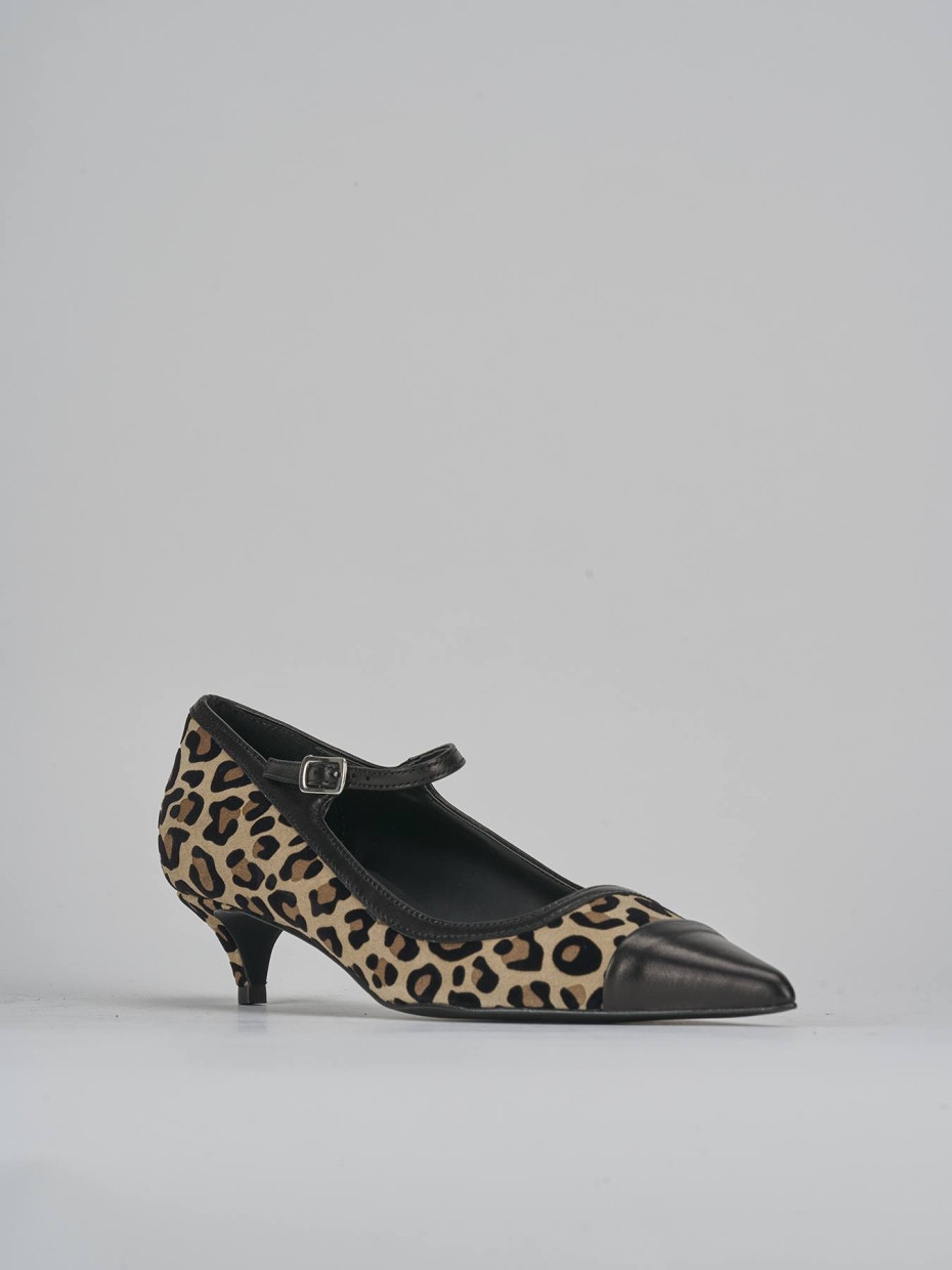 Décolleté e slingback tacco 3cm camoscio multicolor