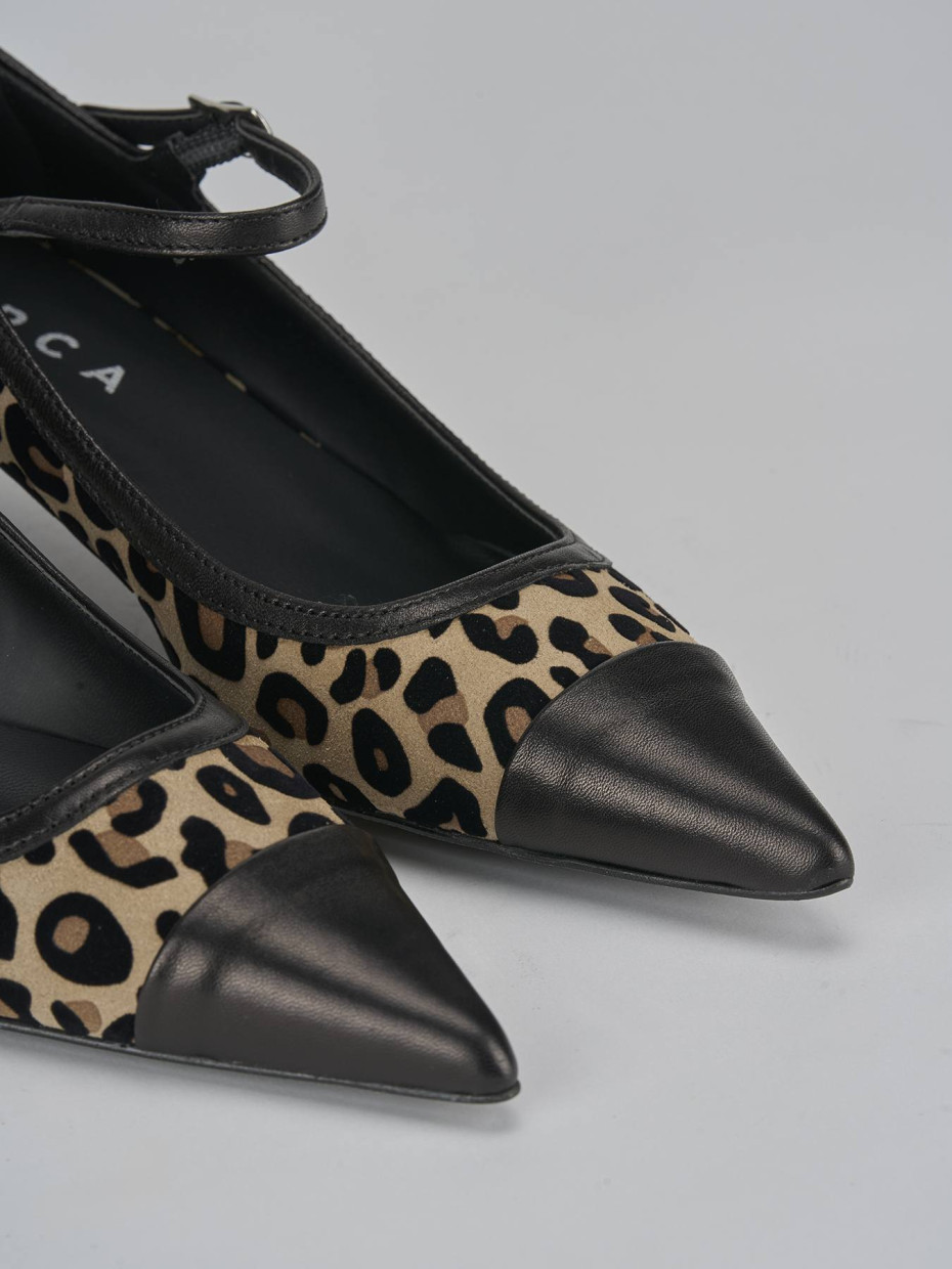 Décolleté e slingback tacco 3cm camoscio multicolor