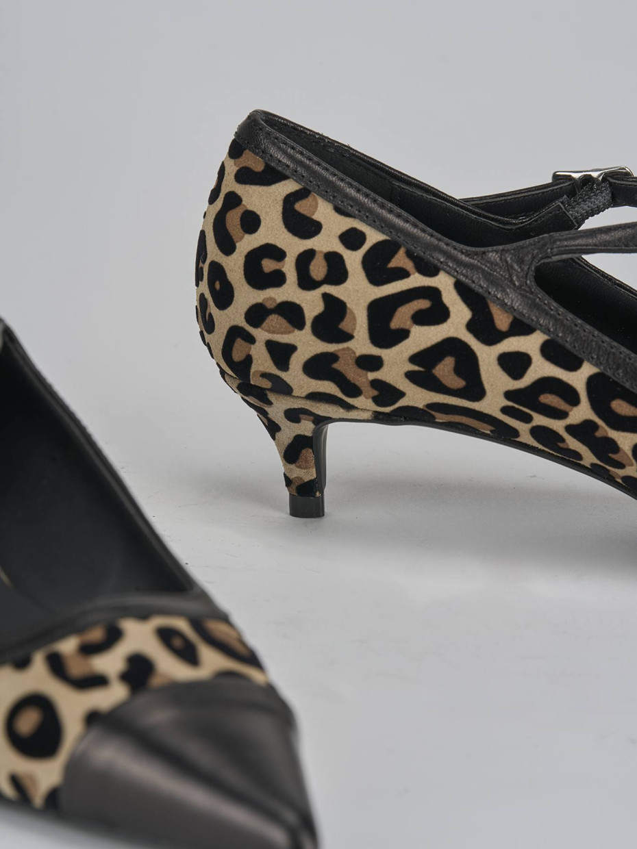 Décolleté e slingback tacco 3cm camoscio multicolor