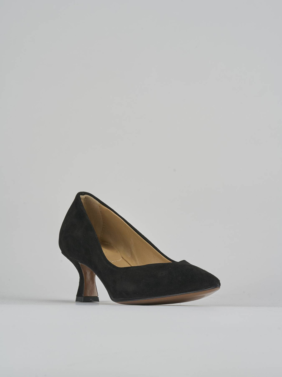 Décolleté e slingback tacco 5cm camoscio nero