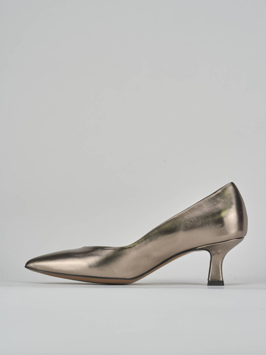 Décolleté e slingback tacco 5cm laminato oro