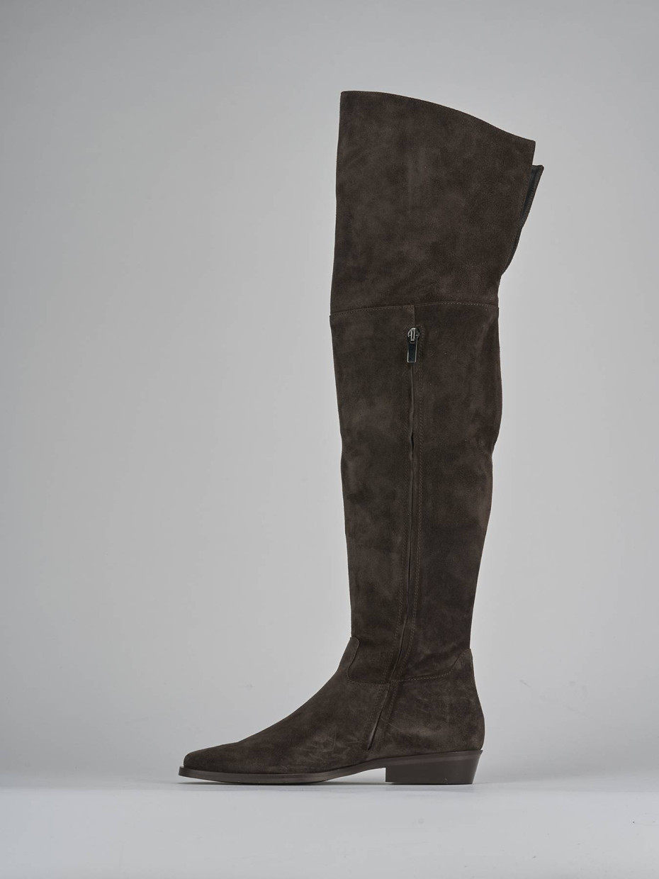 Stivali tacco 2cm camoscio testa