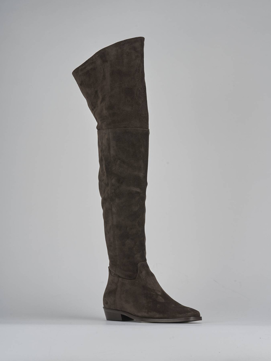 Stivali tacco 2cm camoscio testa