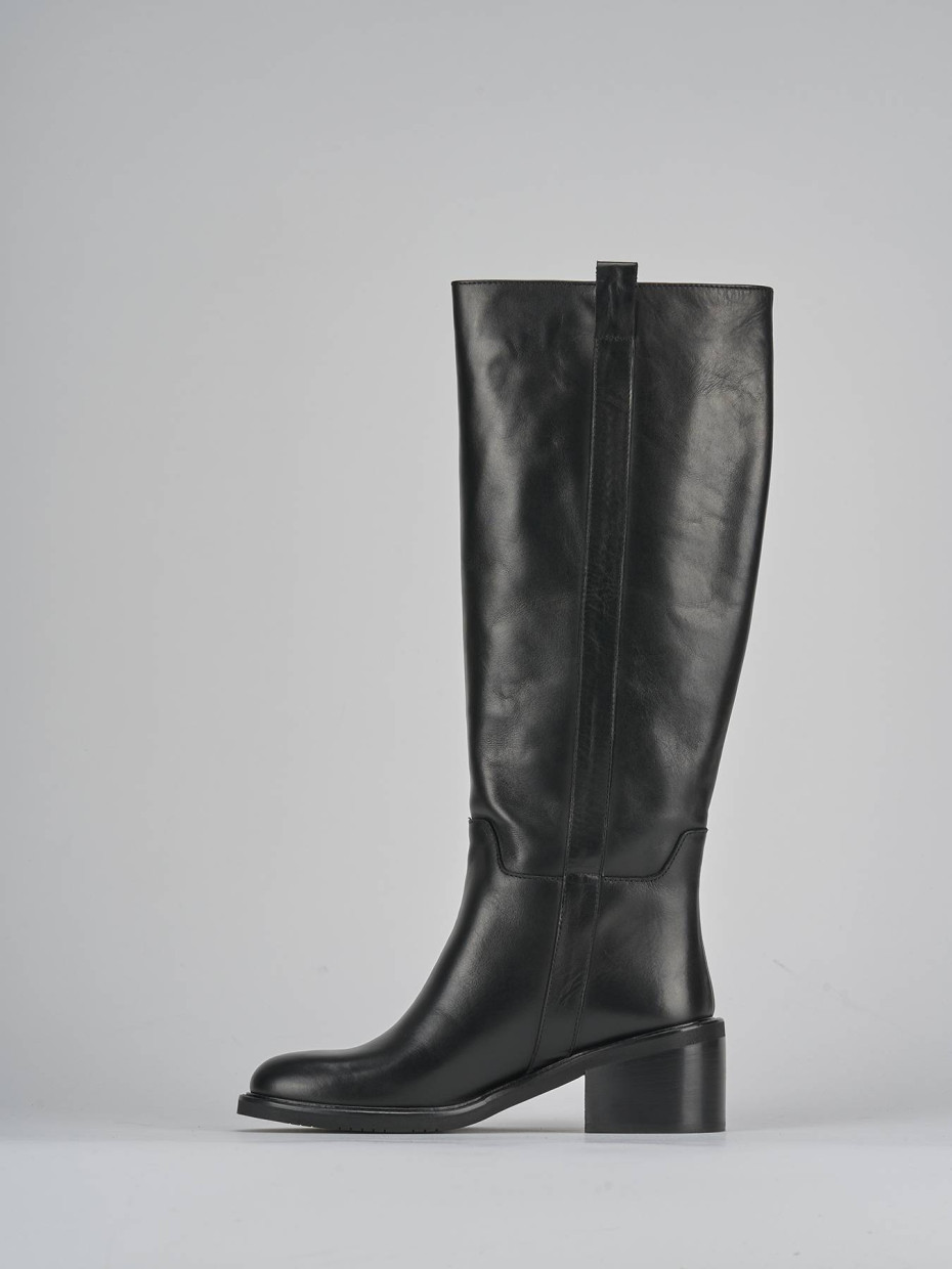 Stivali tacco 5cm pelle nero