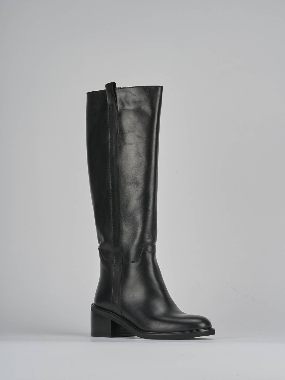 Stivali tacco 5cm pelle nero