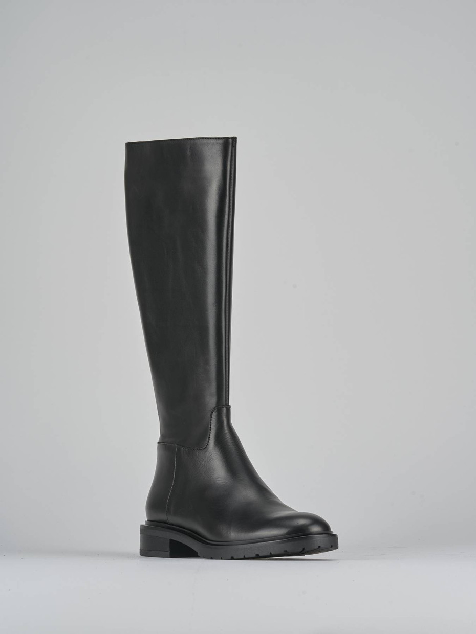 Stivali tacco 2cm pelle nero