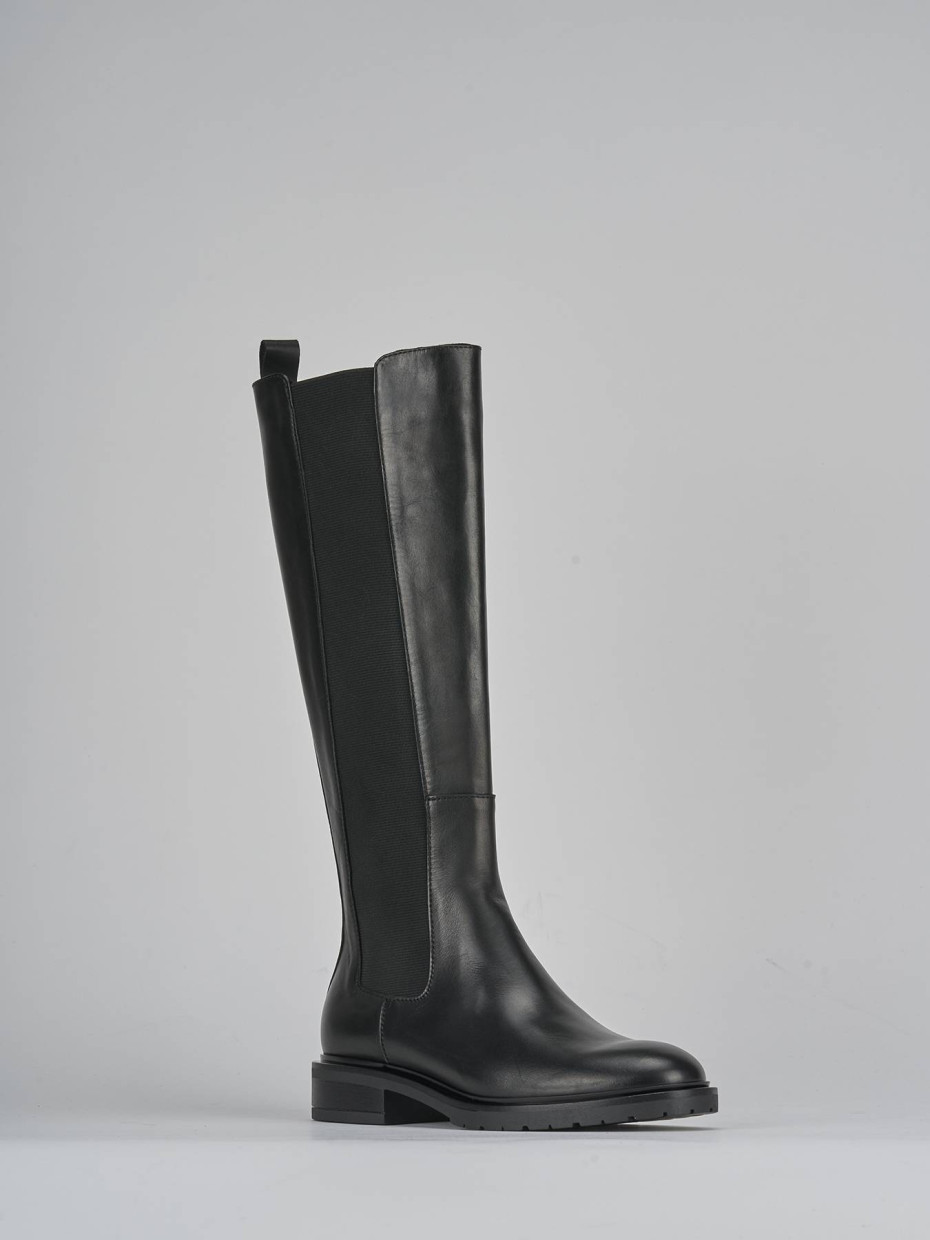 Stivali tacco 2cm pelle nero