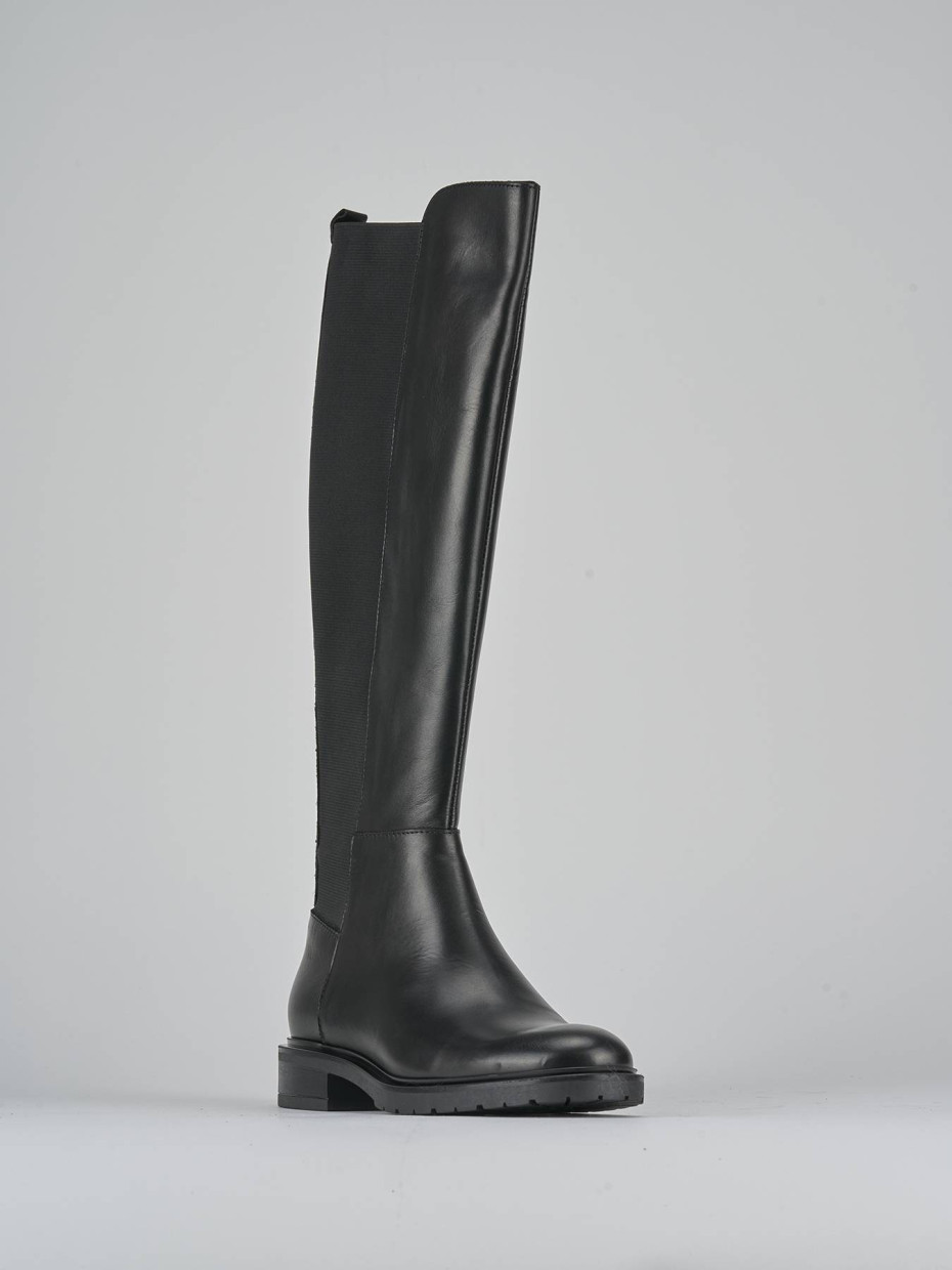 Stivali tacco 2cm pelle nero