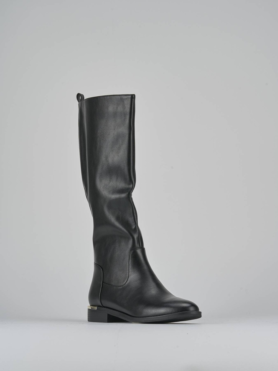 Stivali tacco 2cm pelle nero
