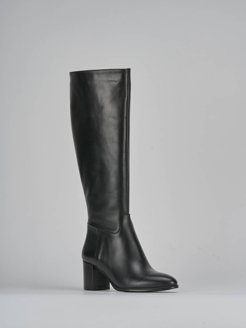 Stivali tacco 6cm pelle nero