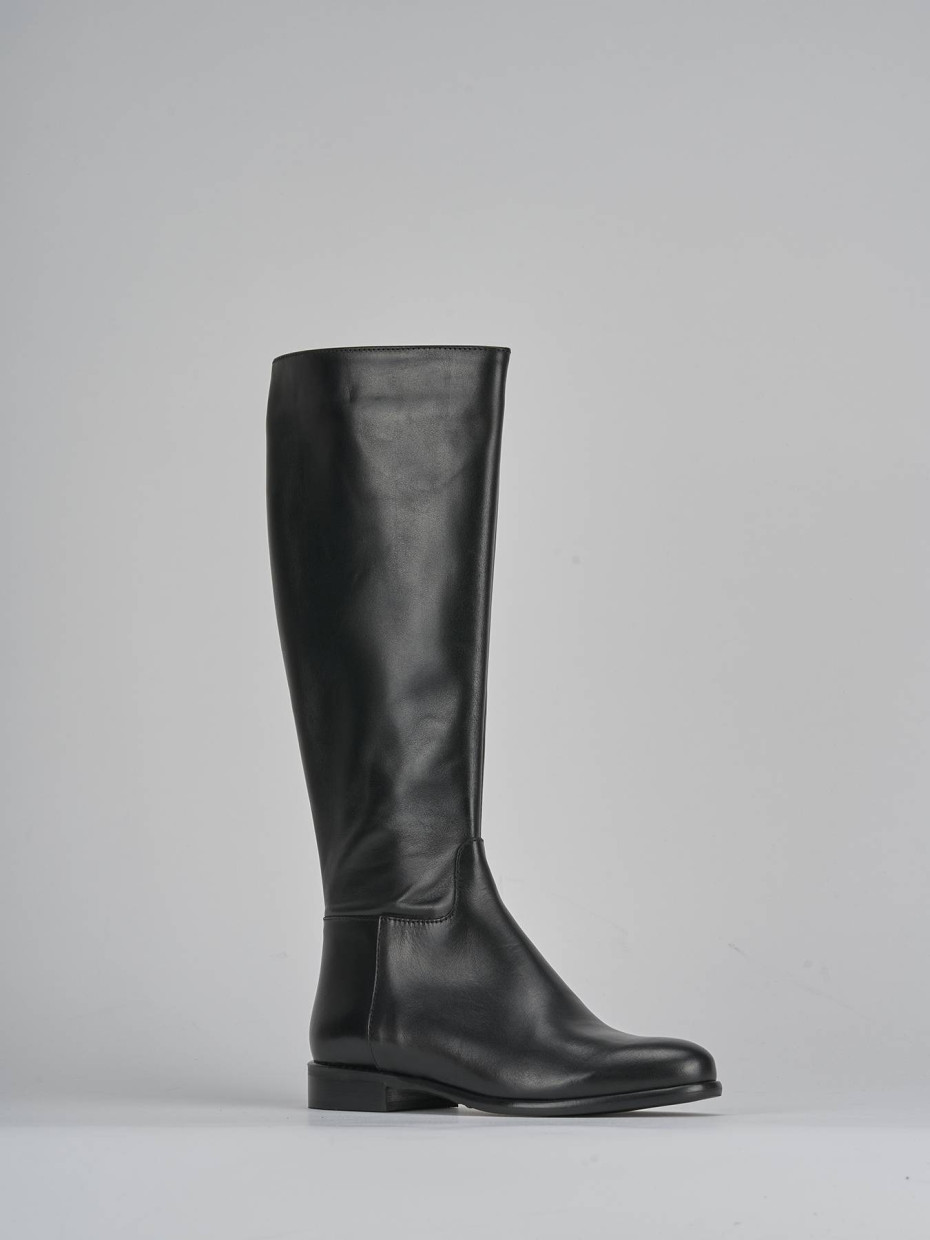 Stivali tacco 2cm pelle nero