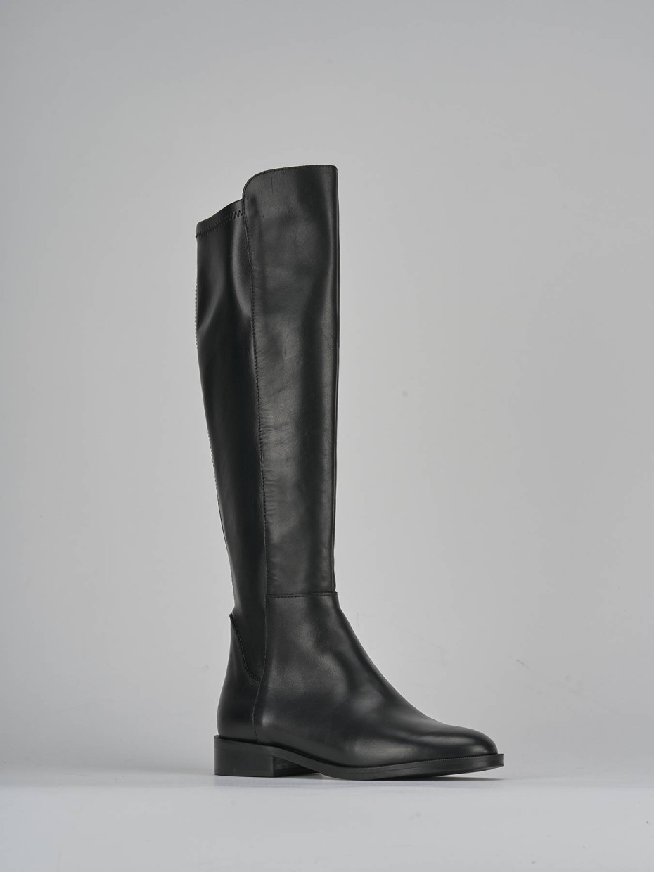 Stivali tacco 2cm pelle nero