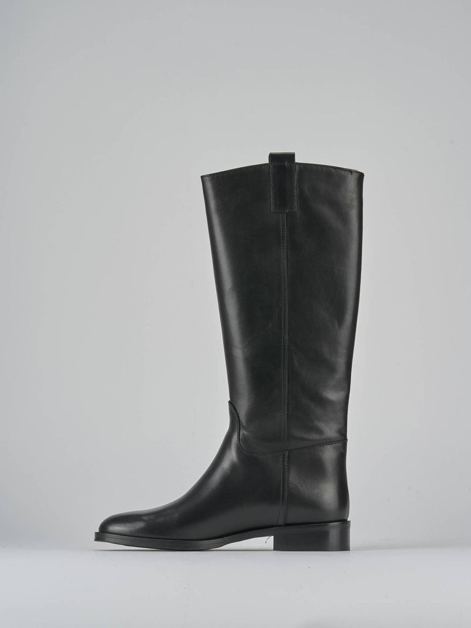 Stivali tacco 2cm pelle nero