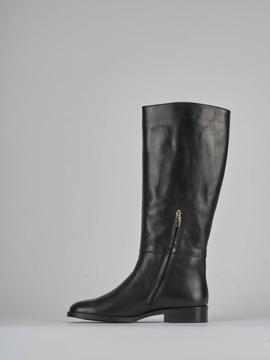 Stivali tacco 2cm pelle nero