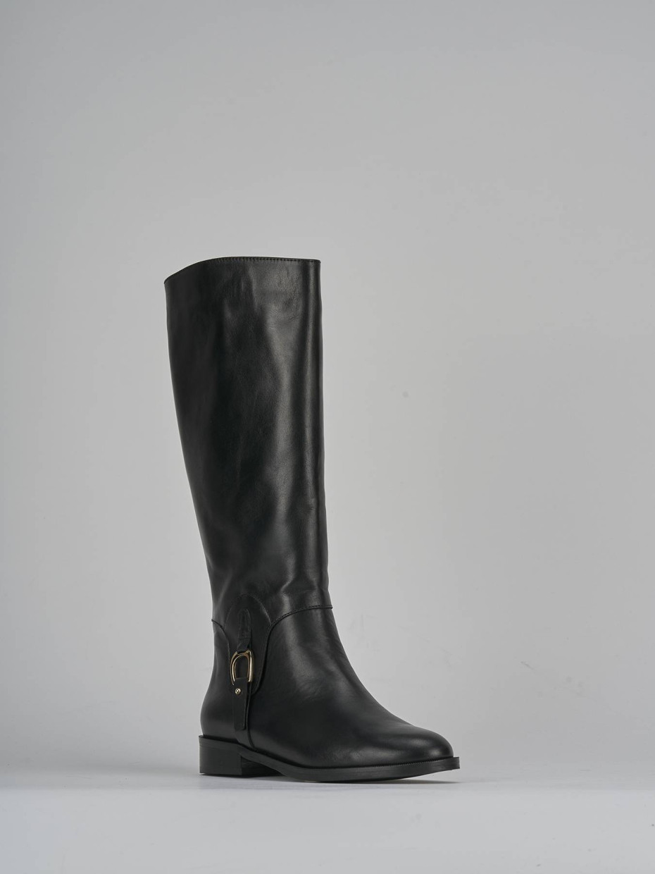Stivali tacco 2cm pelle nero