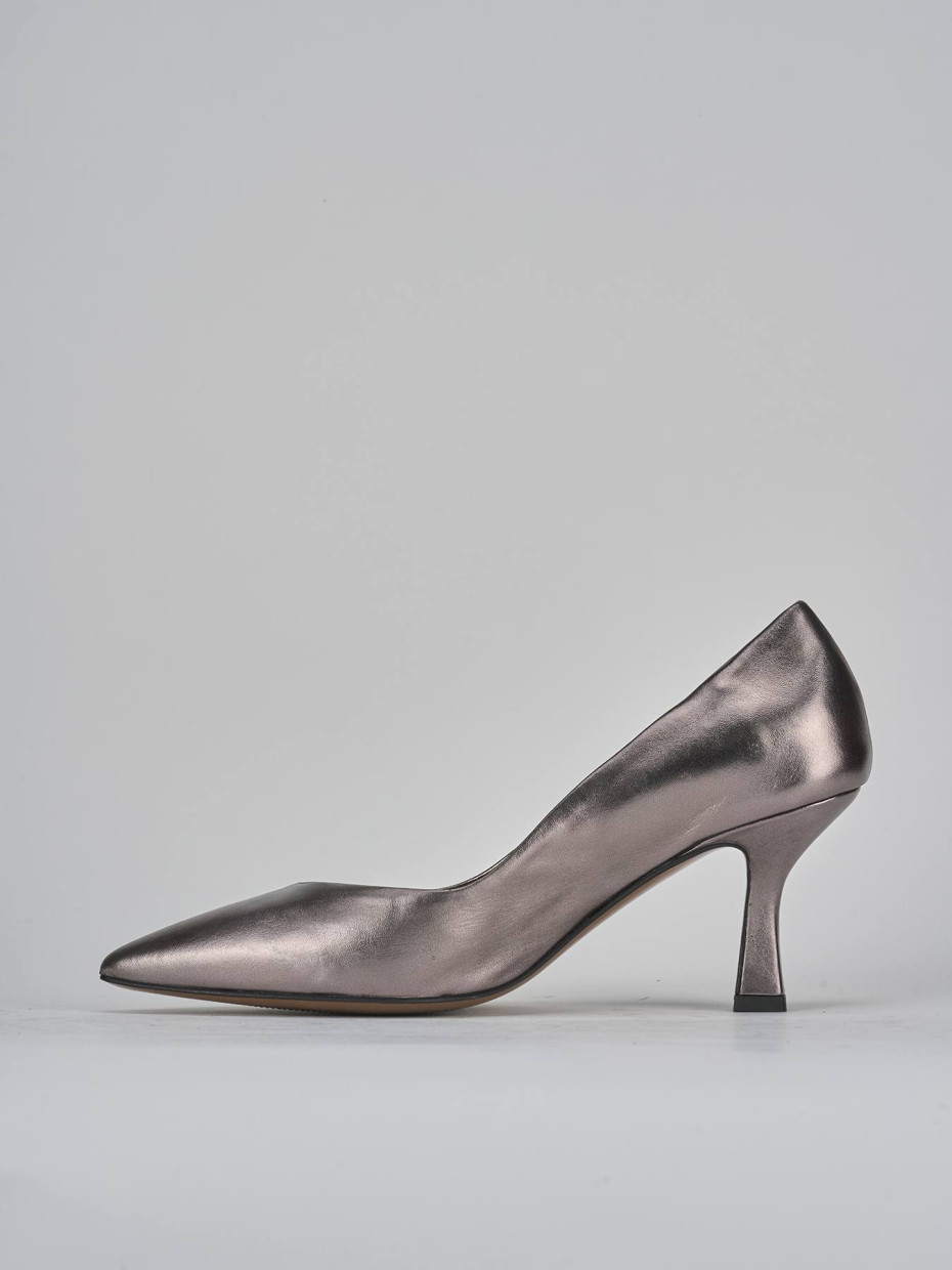 Décolleté e slingback tacco 7cm laminato beige