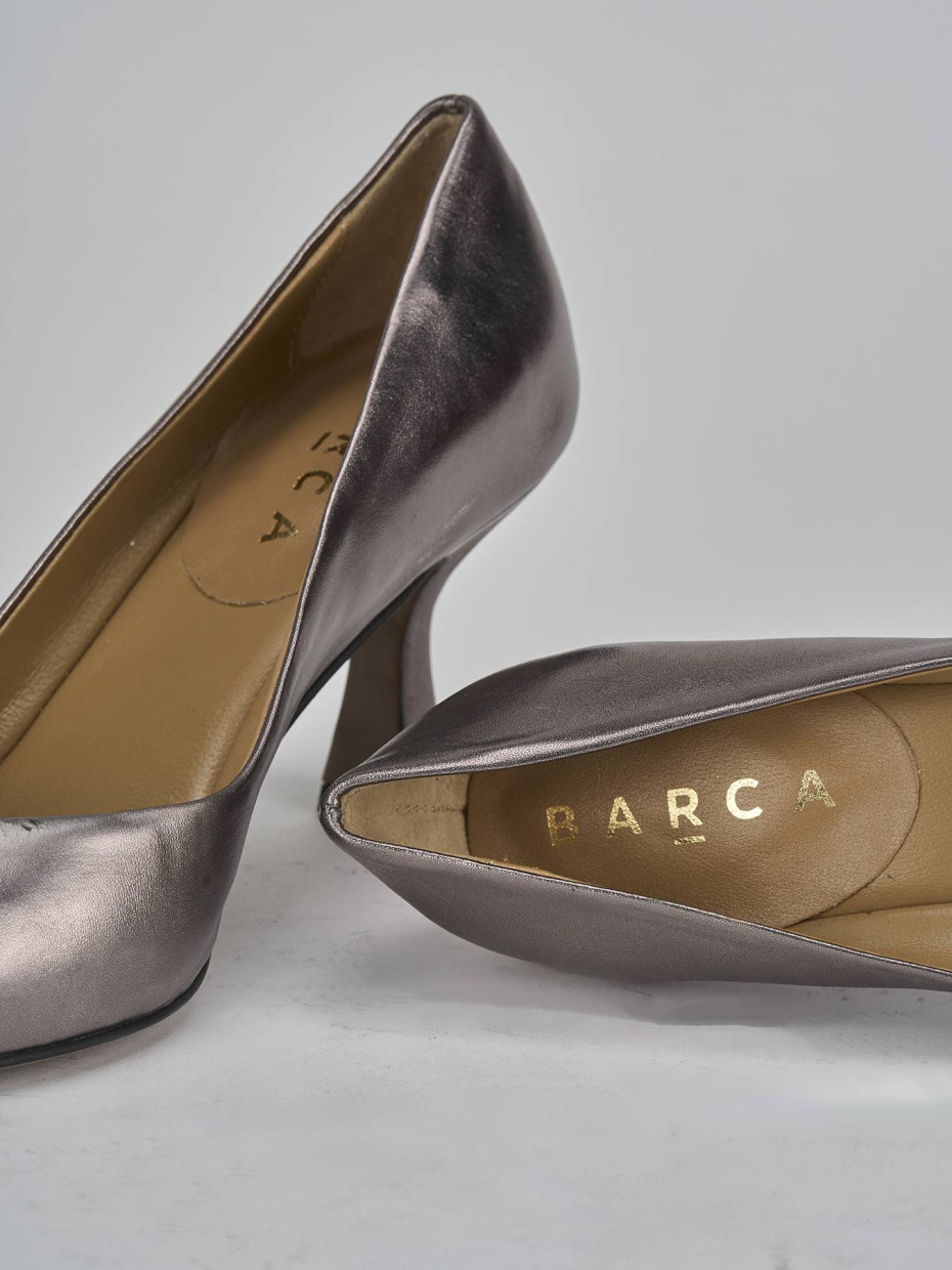 Décolleté e slingback tacco 7cm laminato beige