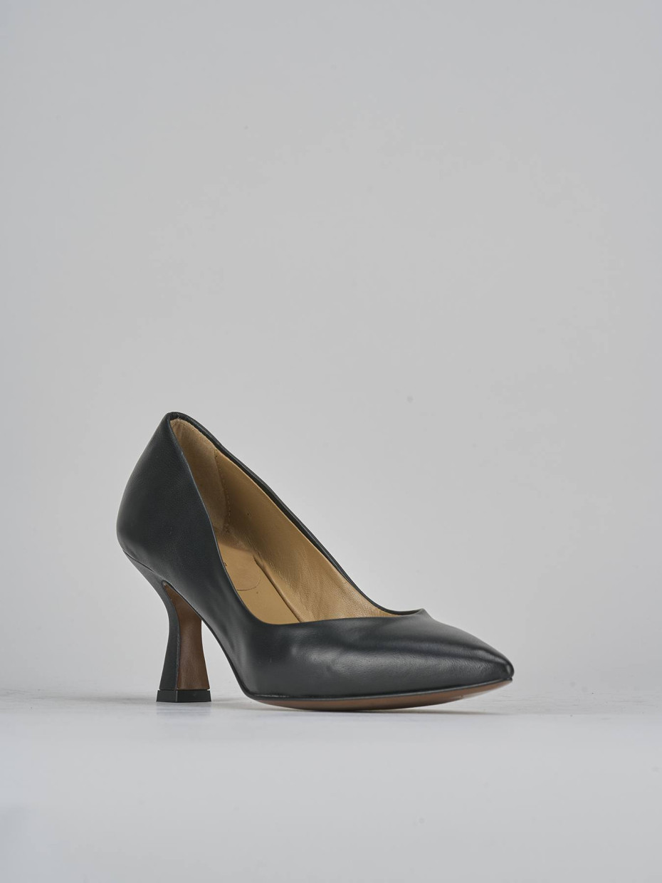 Décolleté e slingback tacco 7cm pelle nero