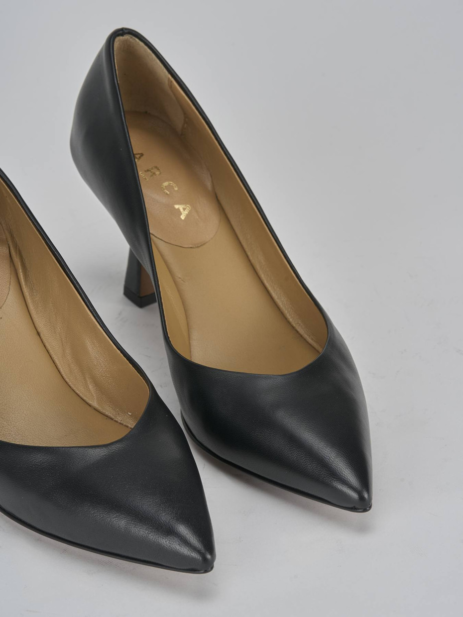 Décolleté e slingback tacco 7cm pelle nero