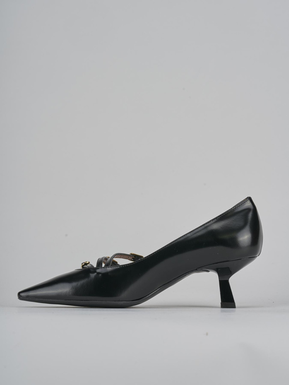 Décolleté e slingback tacco 6cm pelle nero