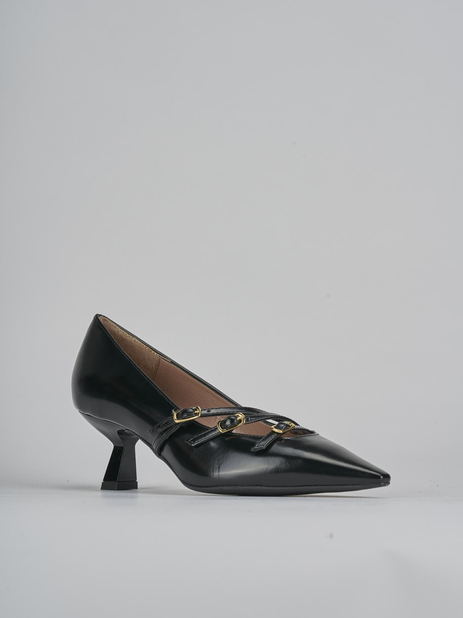 Décolleté e slingback tacco 6cm pelle nero