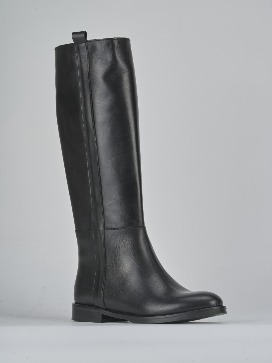 Stivali tacco 2cm pelle nero
