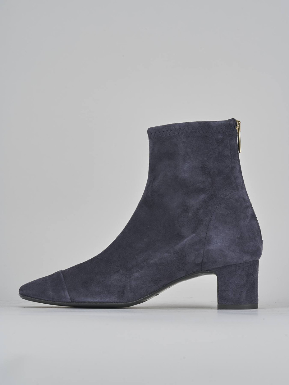 Stivaletti tacco 5cm camoscio blu