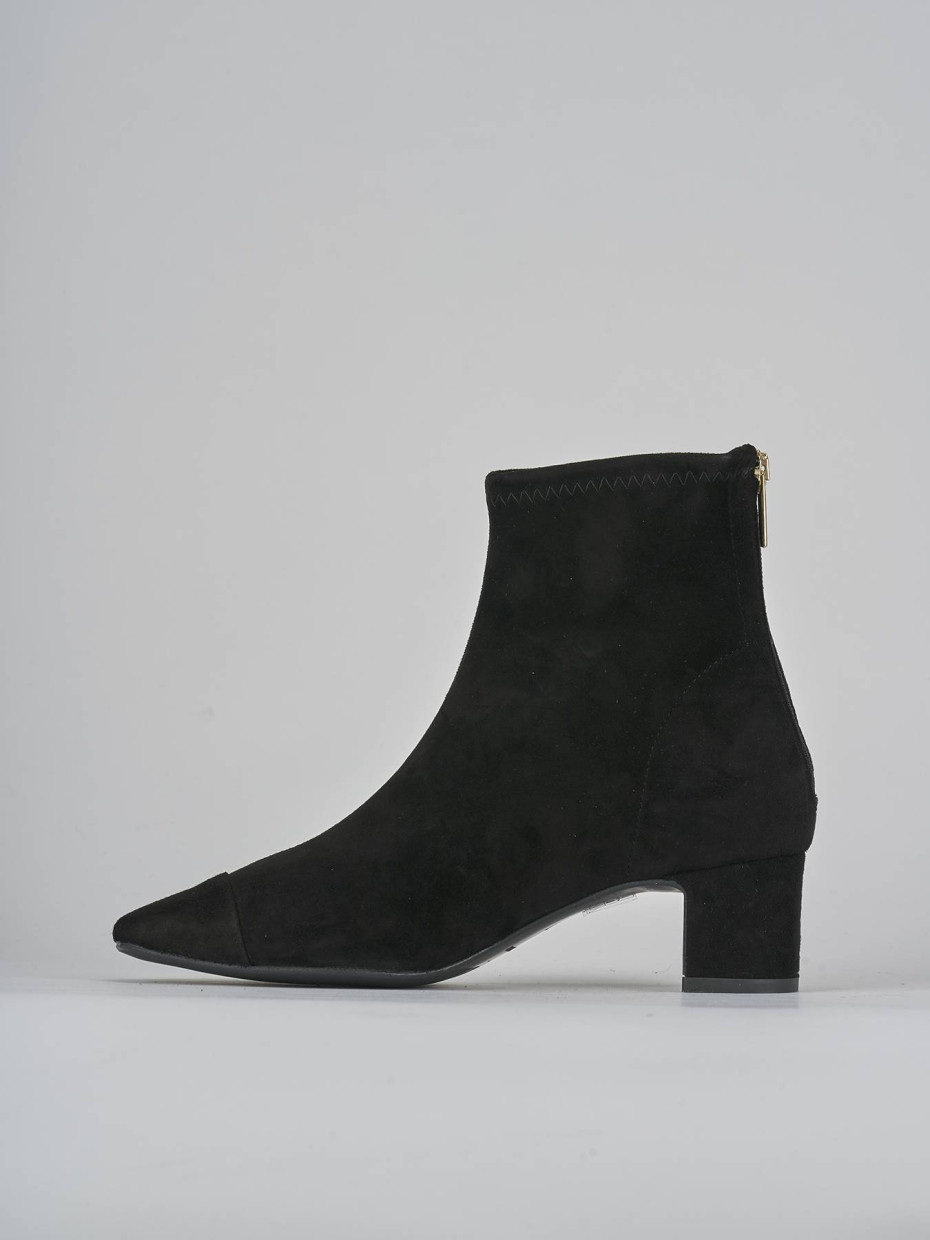 Stivaletti tacco 5cm camoscio nero