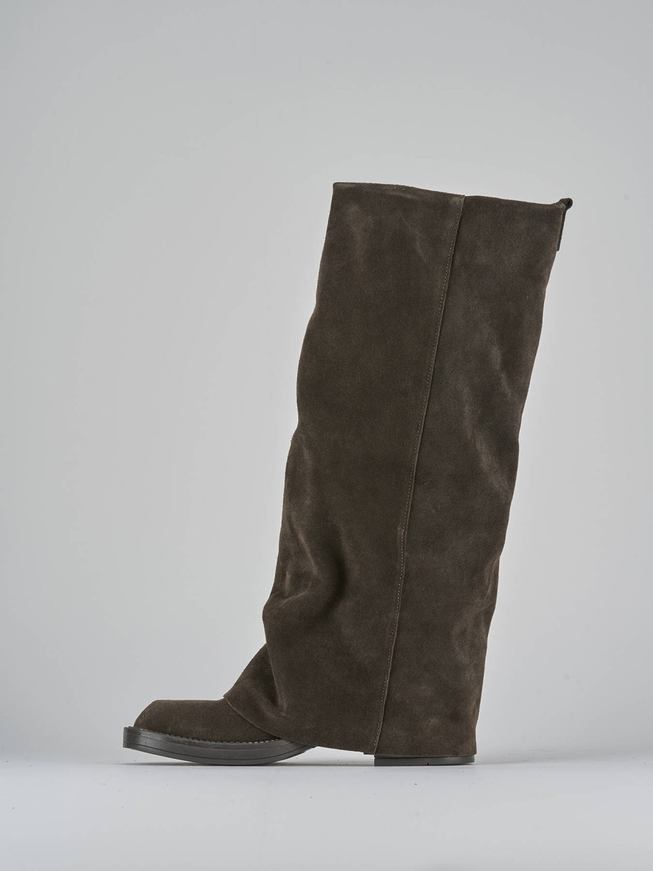 Stivali tacco 3cm camoscio testa