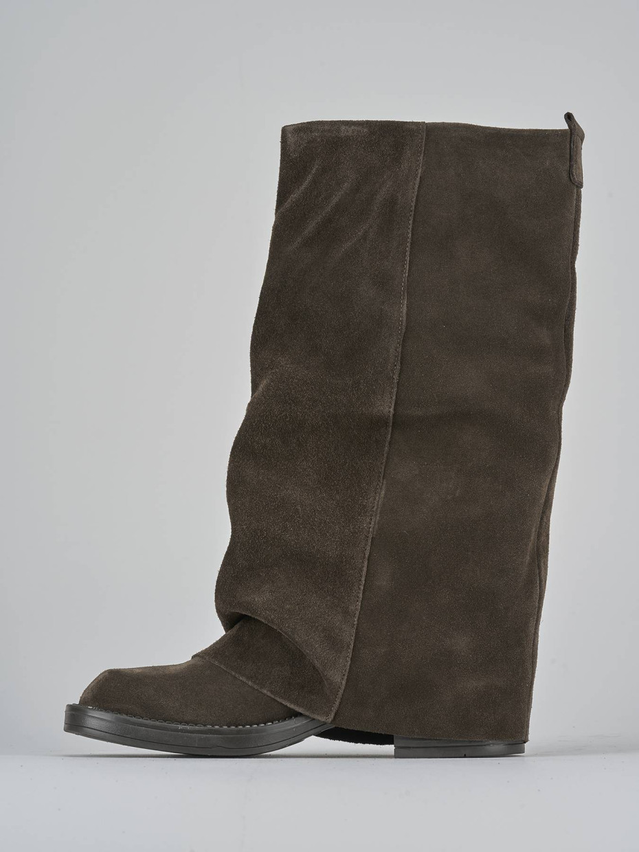 Stivali tacco 3cm camoscio testa