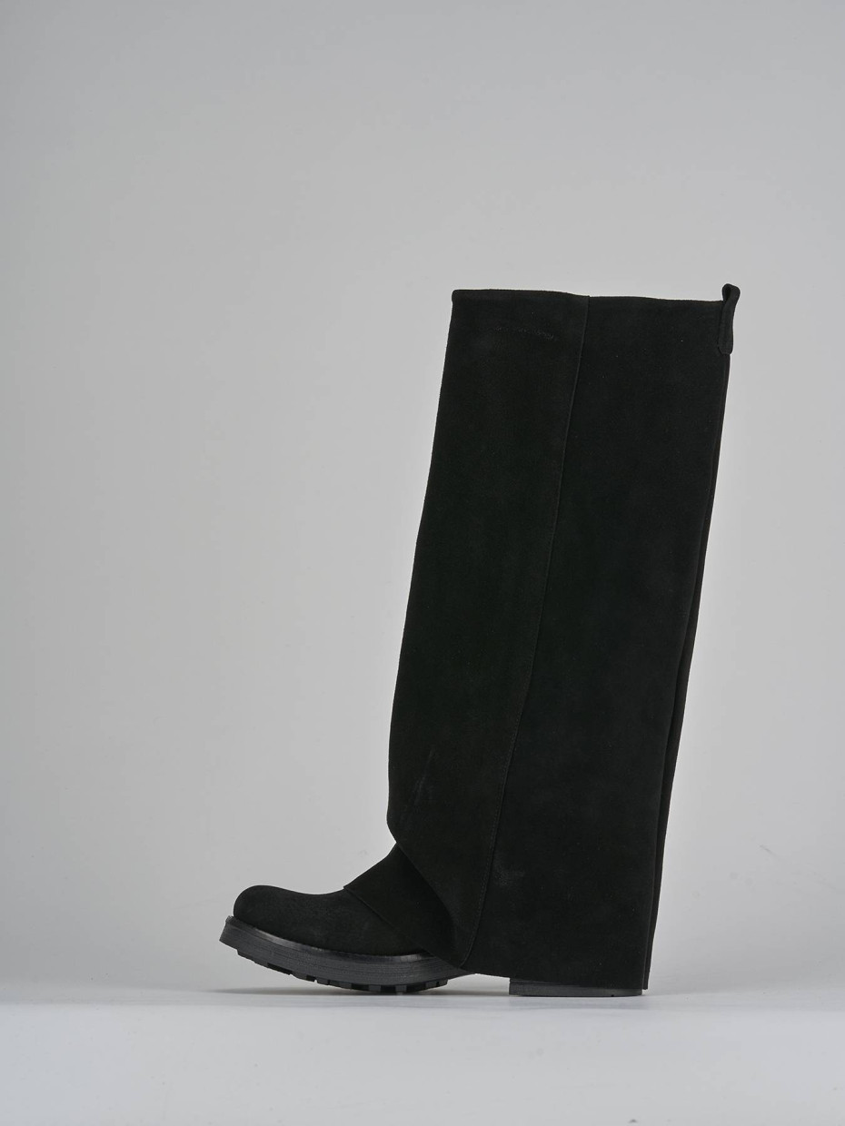 Stivali tacco 3cm camoscio nero