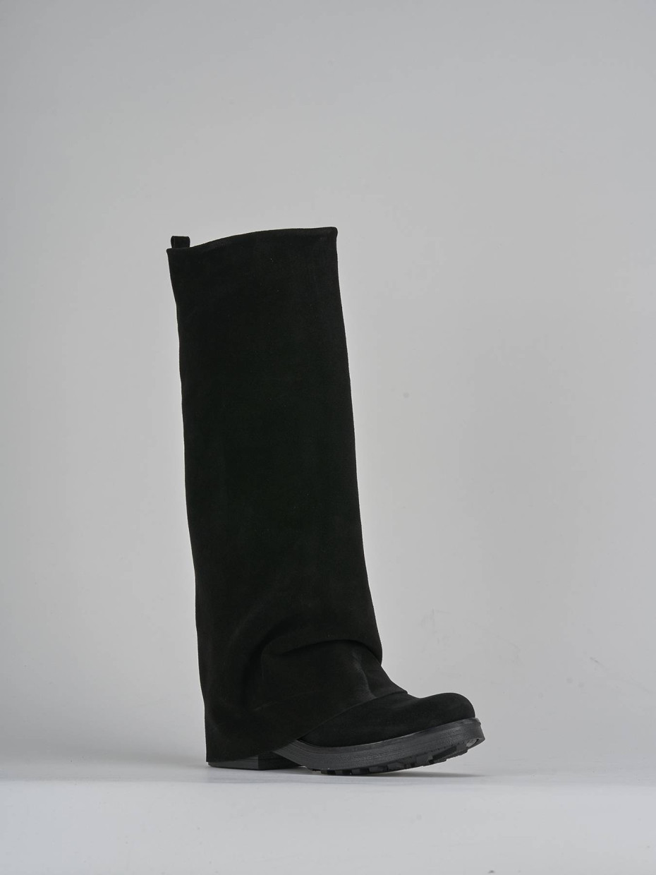 Stivali tacco 3cm camoscio nero