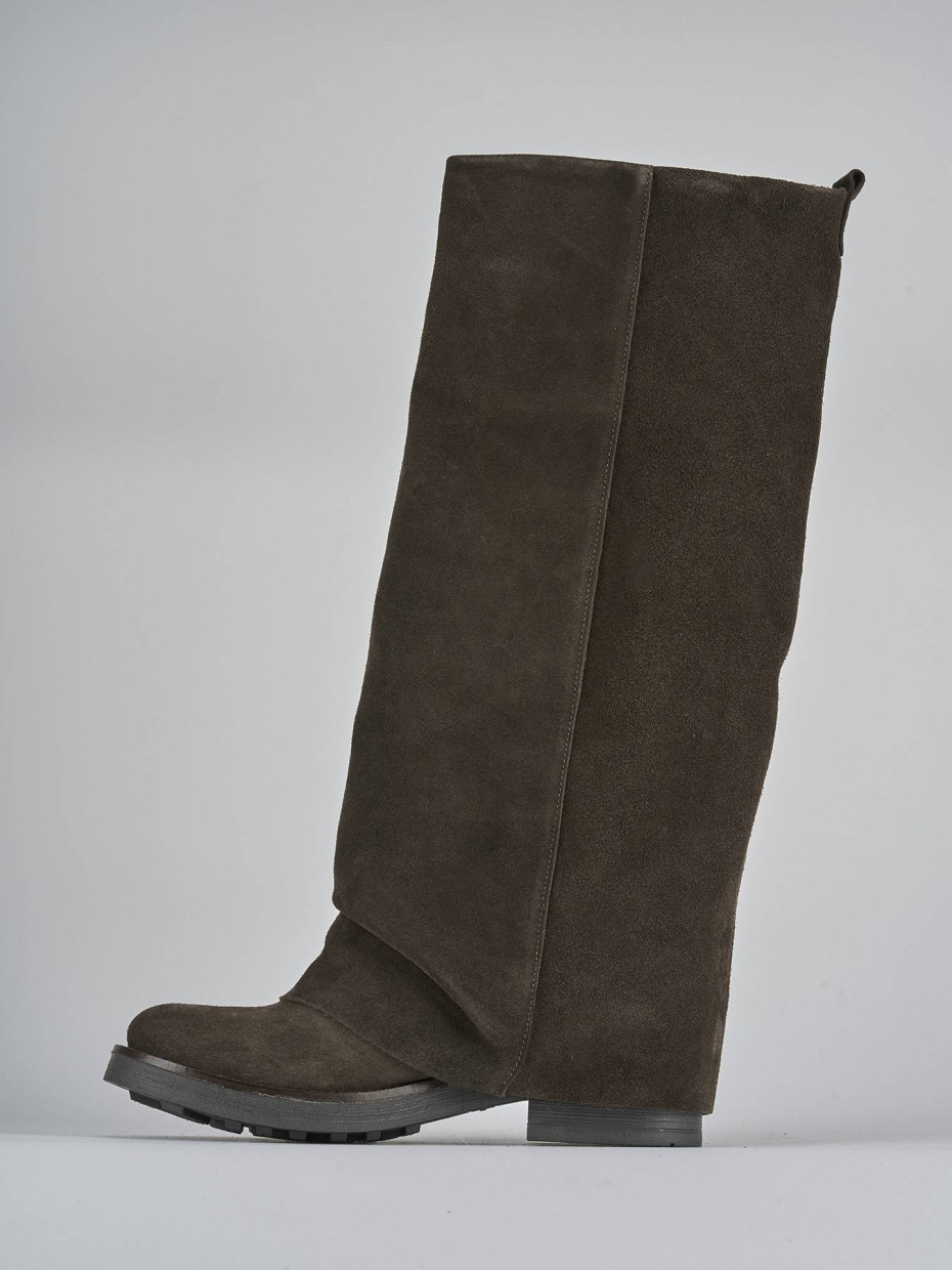 Stivali tacco 3cm camoscio testa