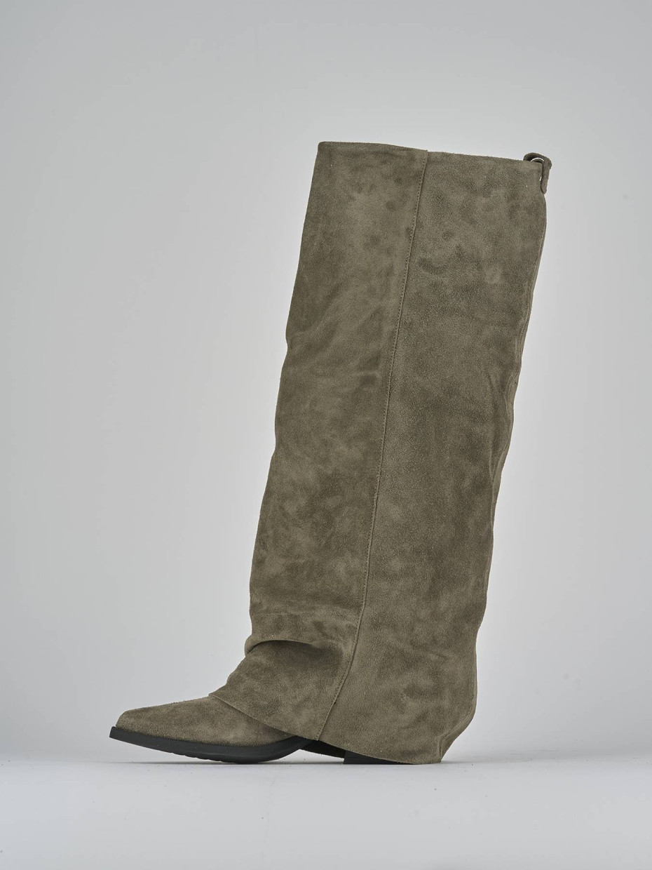 Stivali tacco 7cm camoscio grigio