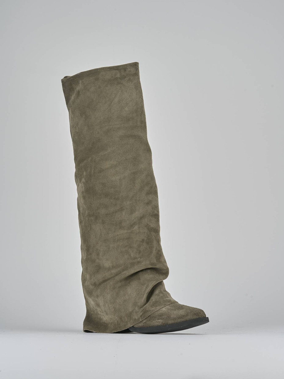 Stivali tacco 7cm camoscio grigio