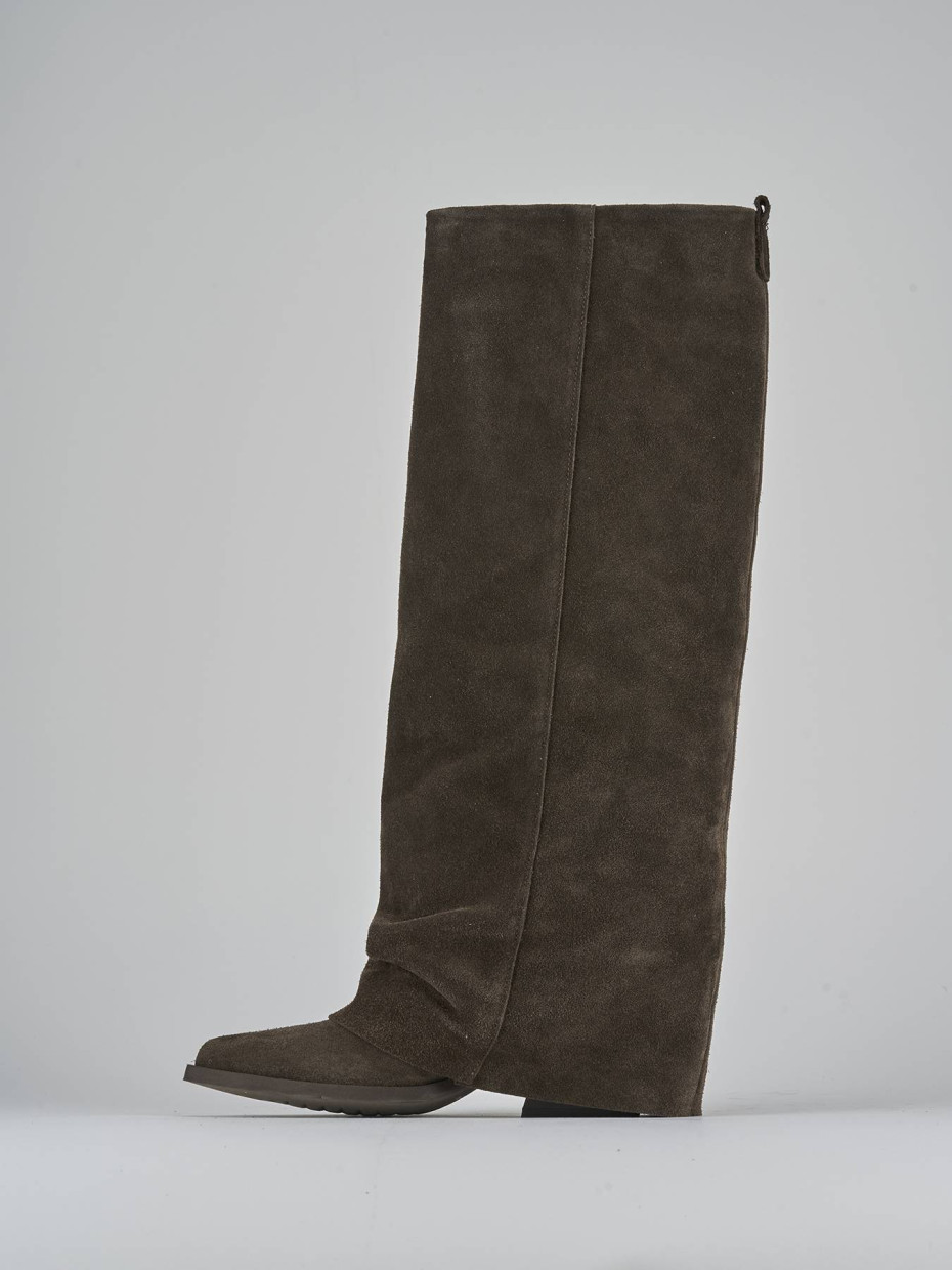 Stivali tacco 7cm camoscio testa
