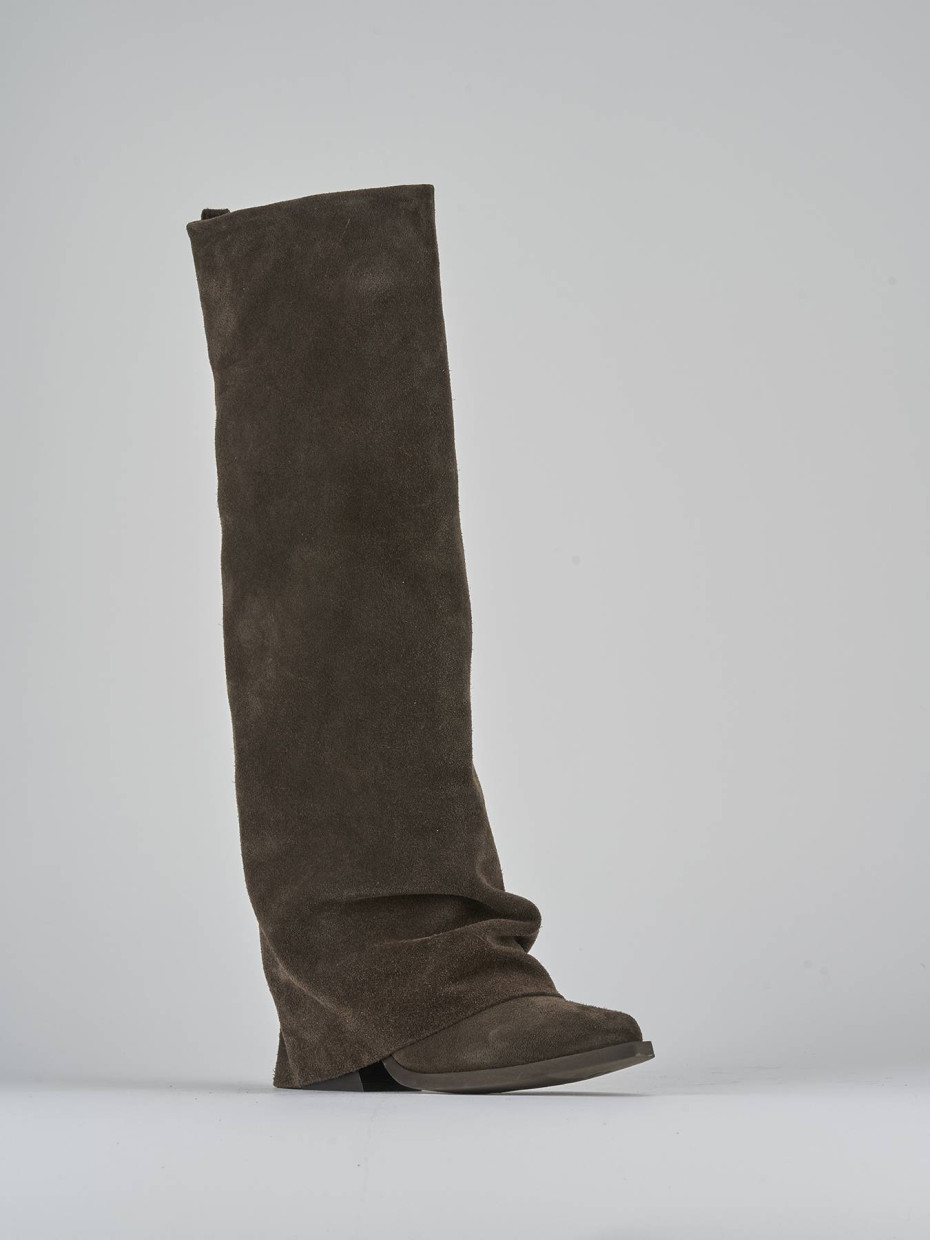 Stivali tacco 7cm camoscio testa