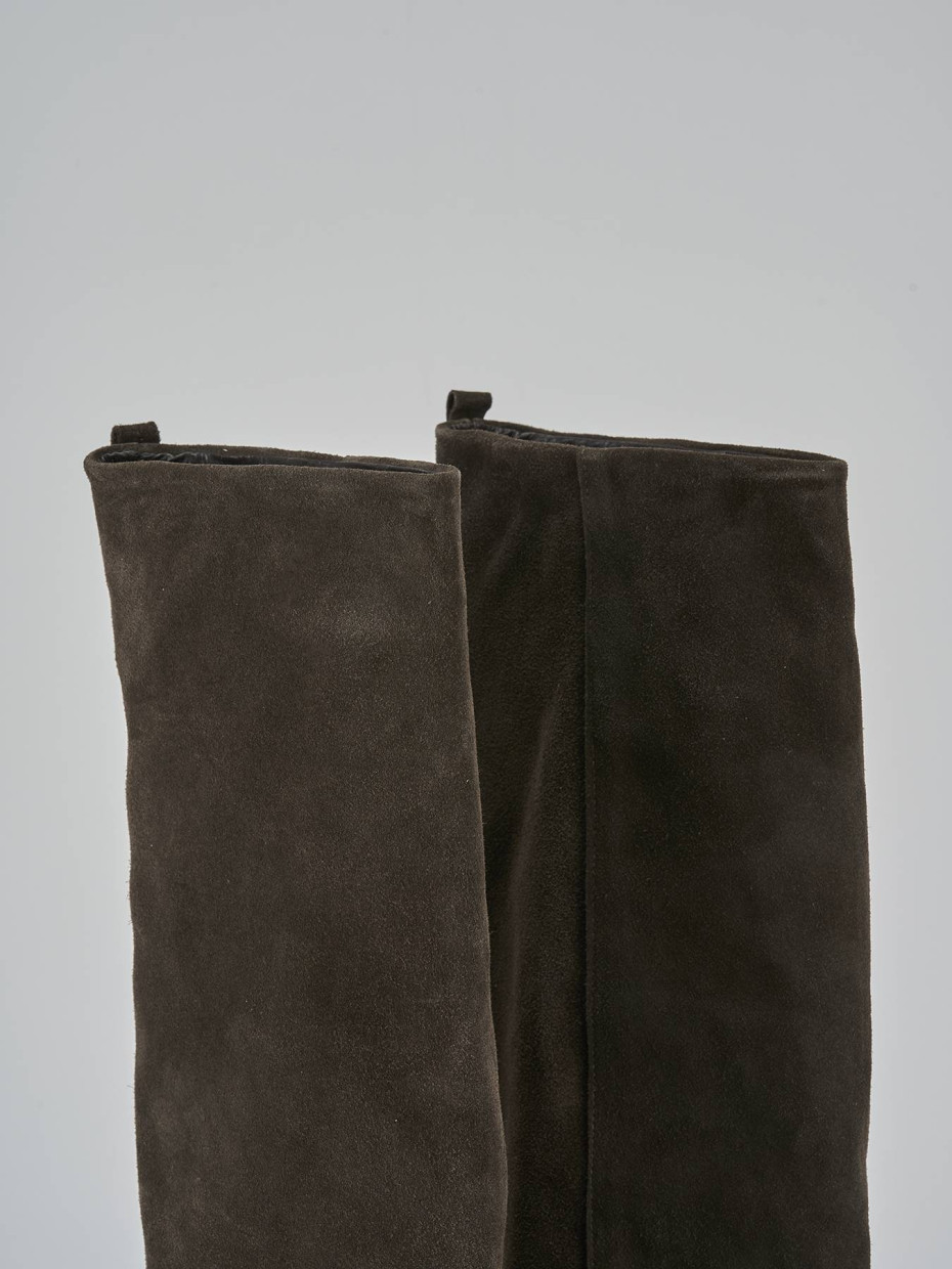 Stivali tacco 7cm camoscio testa