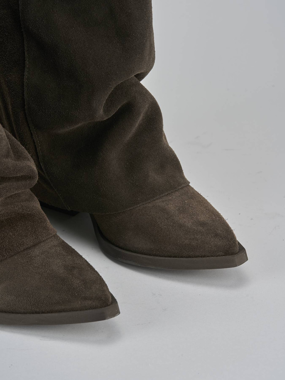 Stivali tacco 7cm camoscio testa
