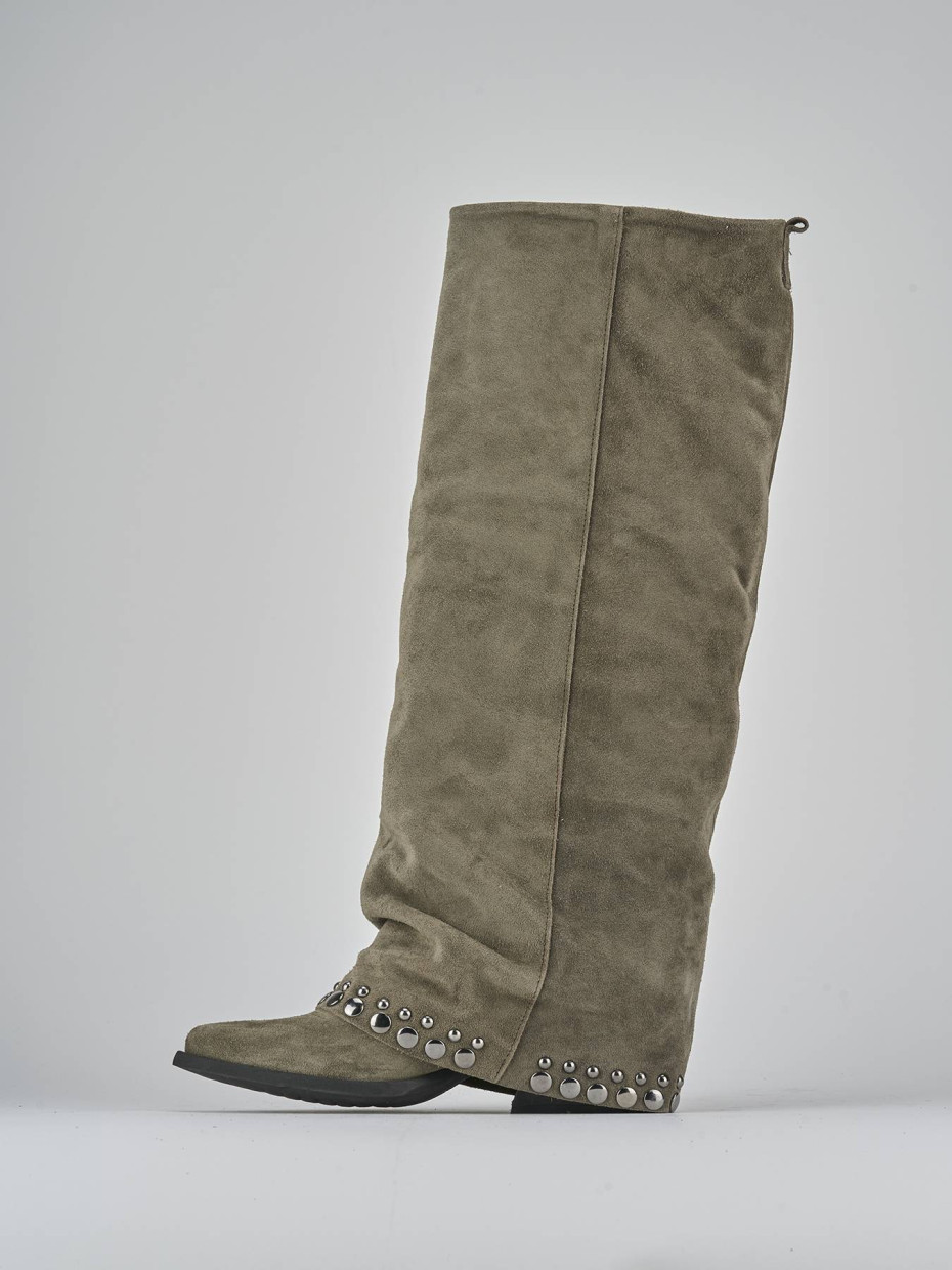 Stivali tacco 7cm camoscio grigio