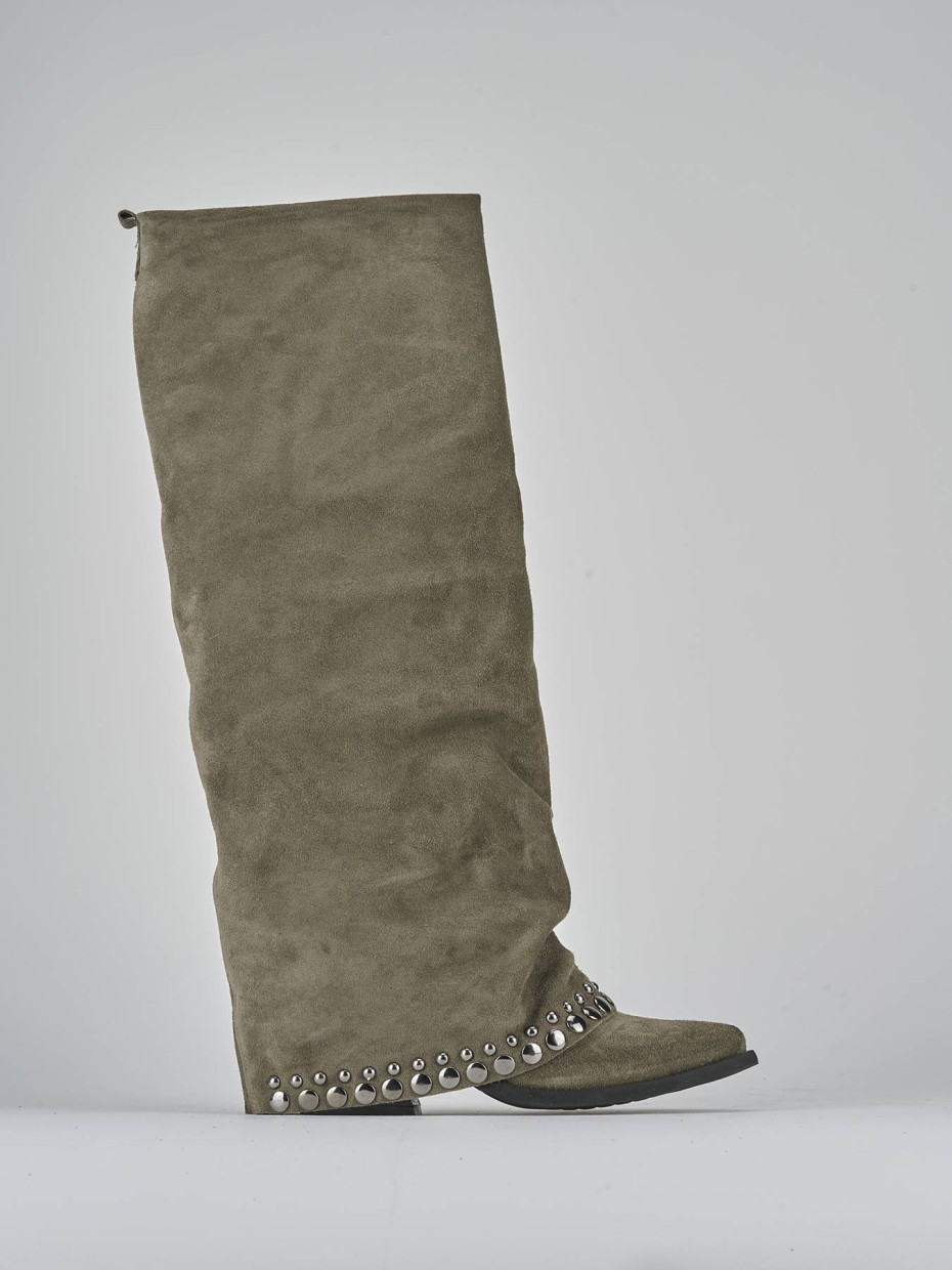 Stivali tacco 7cm camoscio grigio