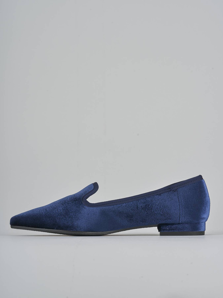 Ballerine tacco 1cm velluto blu