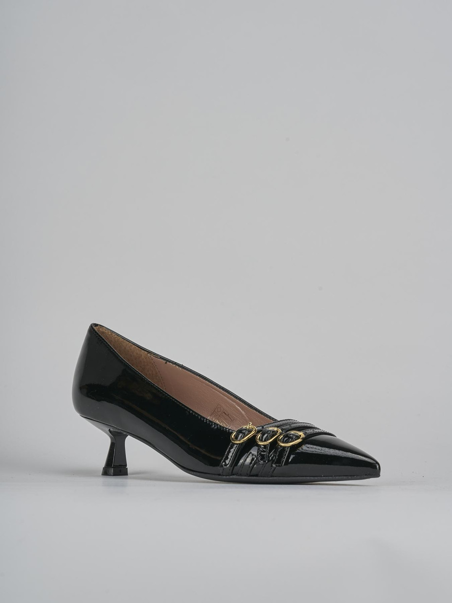 Décolleté e slingback tacco 5cm vernice nero
