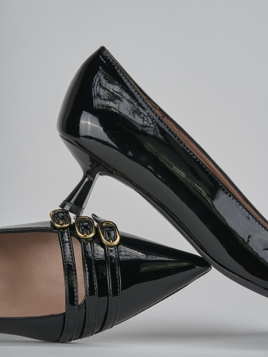 Décolleté e slingback tacco 5cm vernice nero