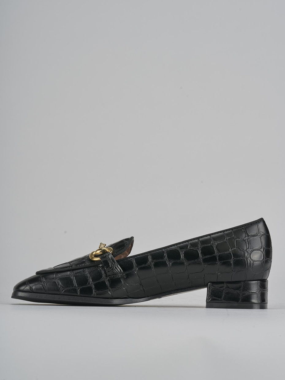 Mocassini tacco 3cm cocco nero